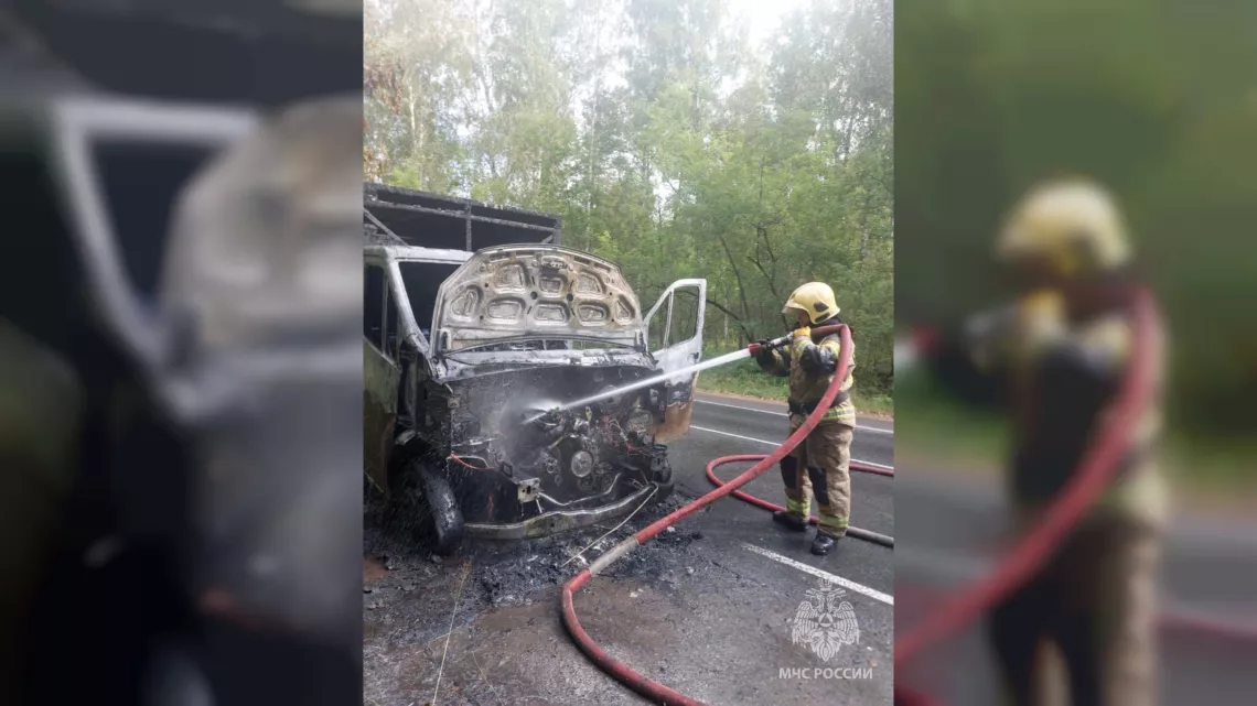 Газель сгорела на Богашевском тракте в Томске