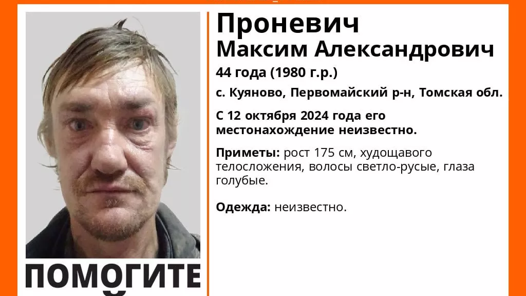 В Томской области ищут 44-летнего мужчину, пропавшего в середине октября