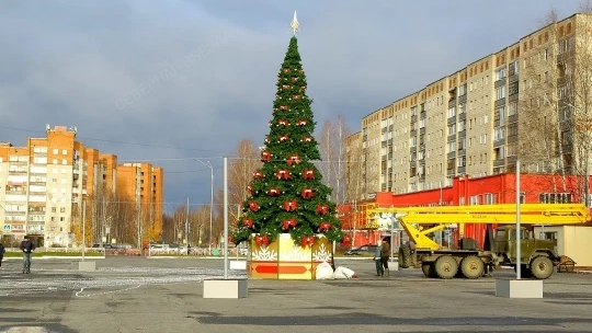 Новогодний сезон открыт: на площади Победы в Стрежевом установили елку